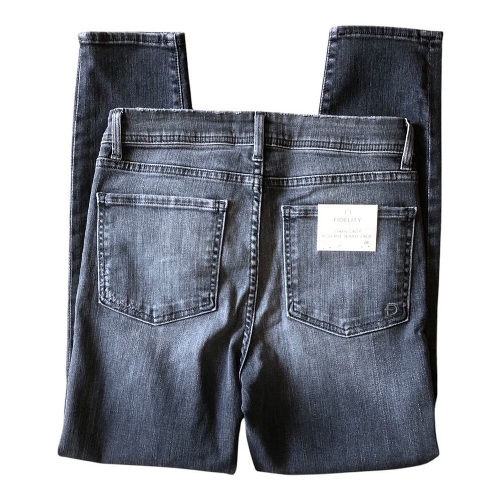 Fidelity Gwen High Rise Skinny Crop Jeans Raw Edge Hem Castle Gray Wash 28 NWT - Picture 6 of 13